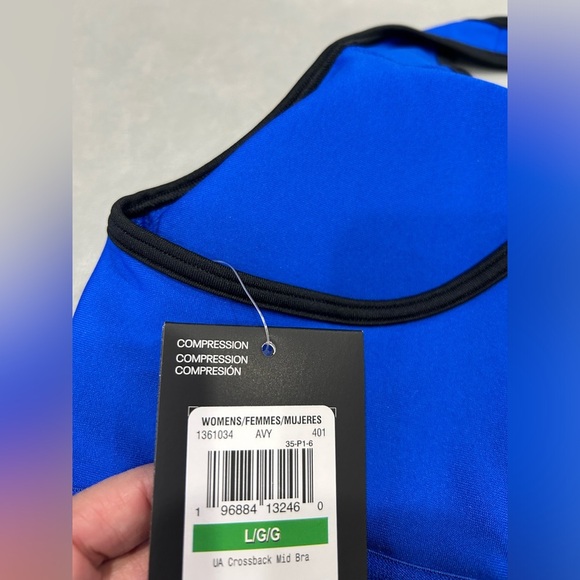 Under Armour Women's L Large Crossback Mid Medium-Impact Sports Bra Blue NWT - Picture 4 of 5